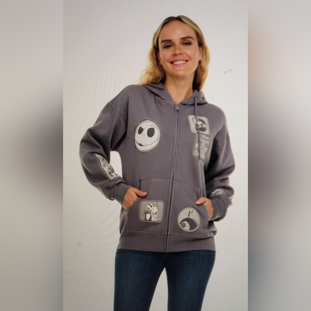 NWT DISNEY nightmare Before Christmas Front Zip Hoodie